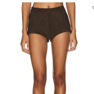 LAMARQUE Annaise Suede Mini Shorts, Chocolate Brown, Size S